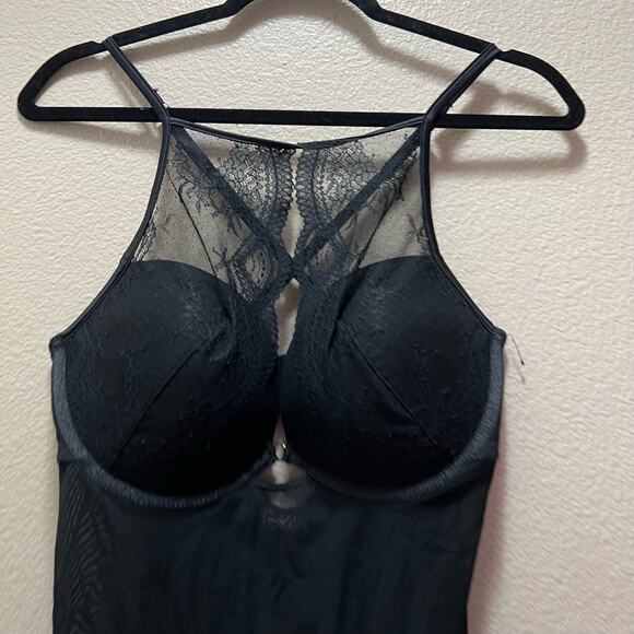 Auden Intimates Black Lace Sheer Babydoll Chemise Slip Size Large - Picture 4 of 9